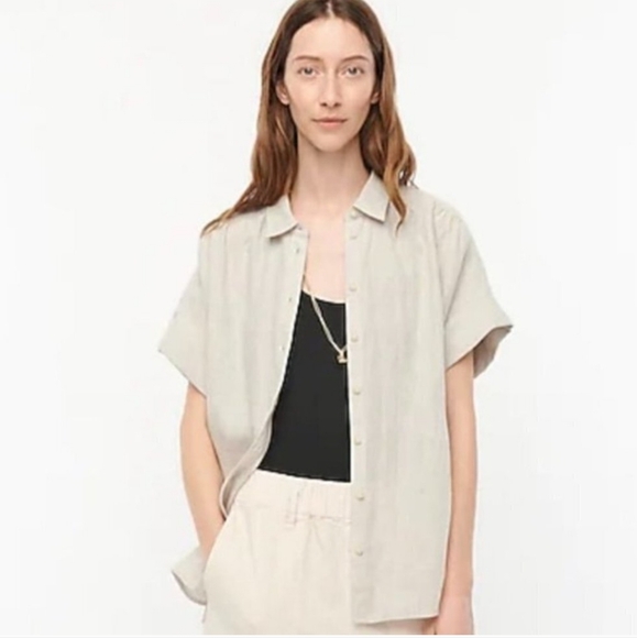 BAIRD McNUTT For J. CREW Relaxed Fit Finest Irish Linen Shirt In Sand XS - Picture 1 of 14